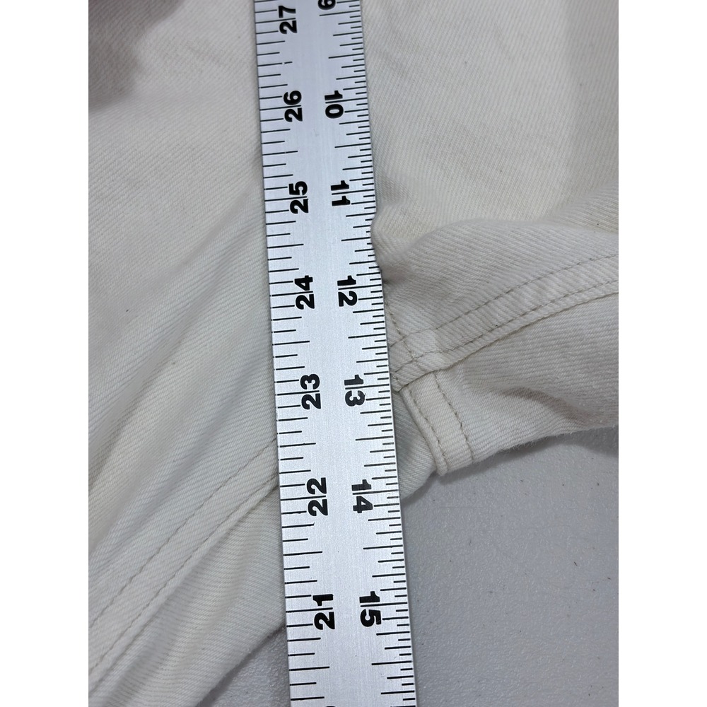 Abercrombie &‎ Fitch The 90s Relaxed Jean High Rise Cream Raw Hem 32 / 14 Short - Picture 8 of 9
